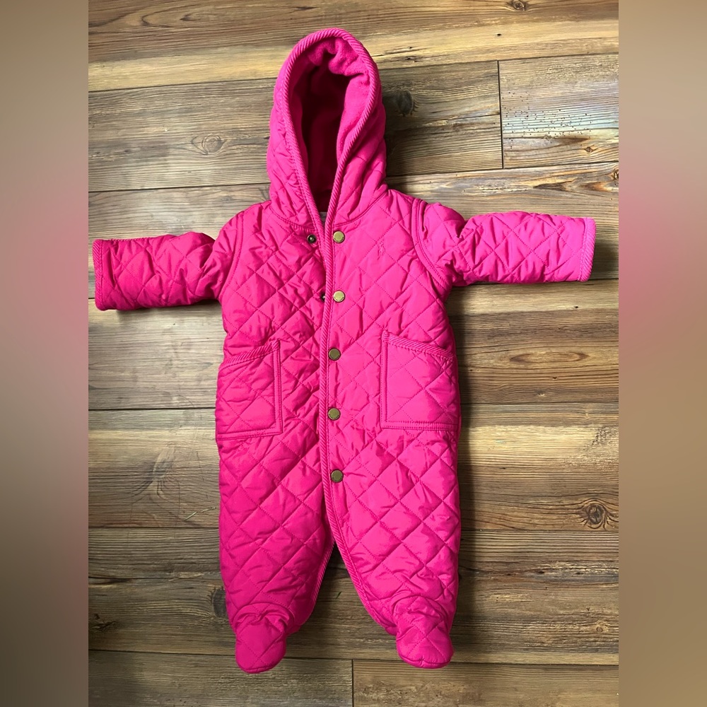 Ralph Lauren Baby girls Hooded Snowsuit 3M, worn once for a few photos, like new